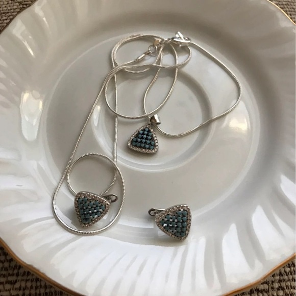 turkish Jewelry - Triangles Topaz Turkish Earrings and Necklace